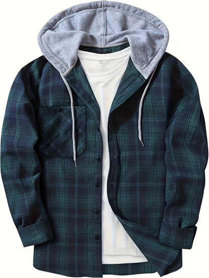 Men’s Plaid Hooded Shirt Jacket