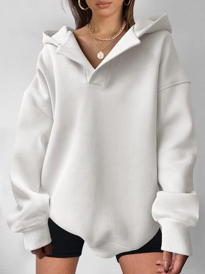 Women’s Oversized Solid Color Hoodie – Casual Loose Pullover