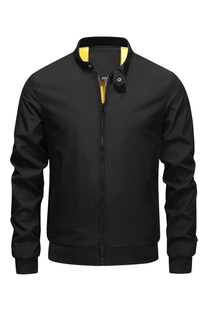 Men’s Stand Collar Slim Fit Jacket for Spring & Autumn Casual Wear