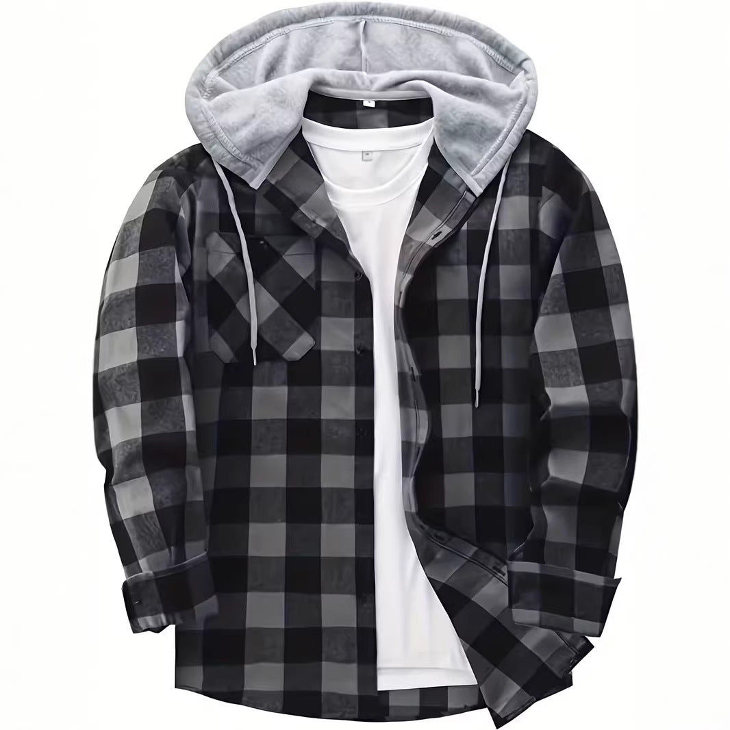 Men’s Plaid Hooded Shirt Jacket