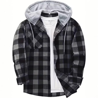 Men’s Plaid Hooded Shirt Jacket