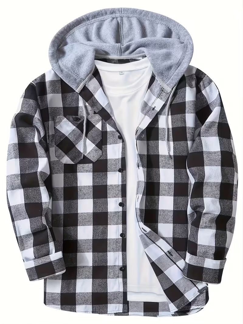 Men’s Plaid Hooded Shirt Jacket