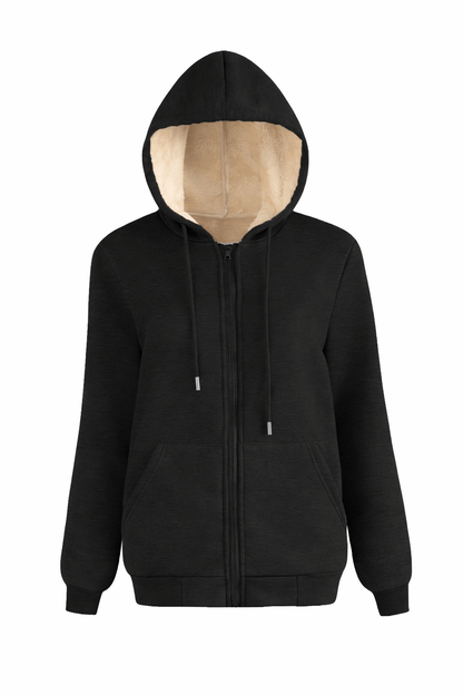 Warm Berber Fleece Pocket Hooded Sweatshirt – Winter Casual Long Sleeve Hoodie