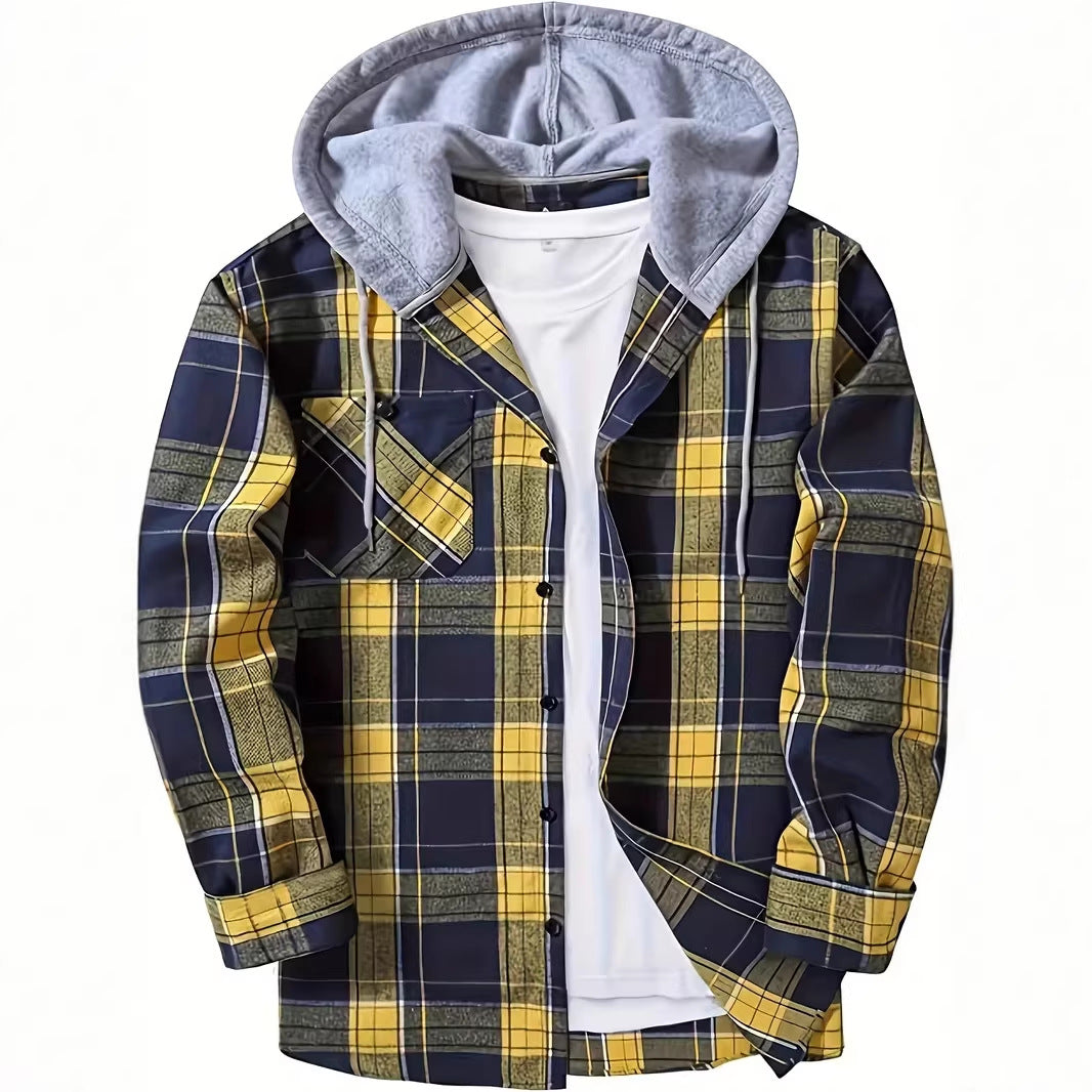 Men’s Plaid Hooded Shirt Jacket