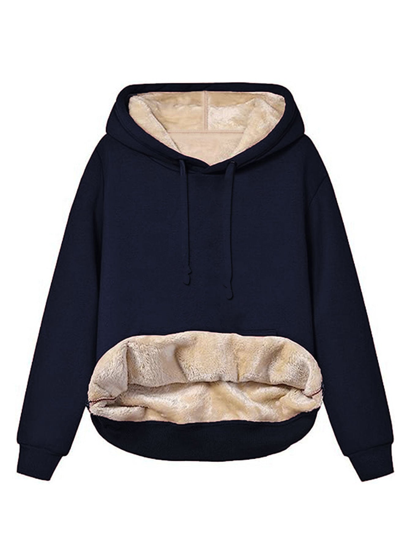 Warm Berber Fleece Pocket Hooded Sweatshirt – Winter Casual Long Sleeve Hoodie