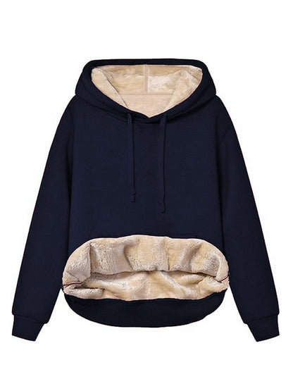 Warm Berber Fleece Pocket Hooded Sweatshirt – Winter Casual Long Sleeve Hoodie