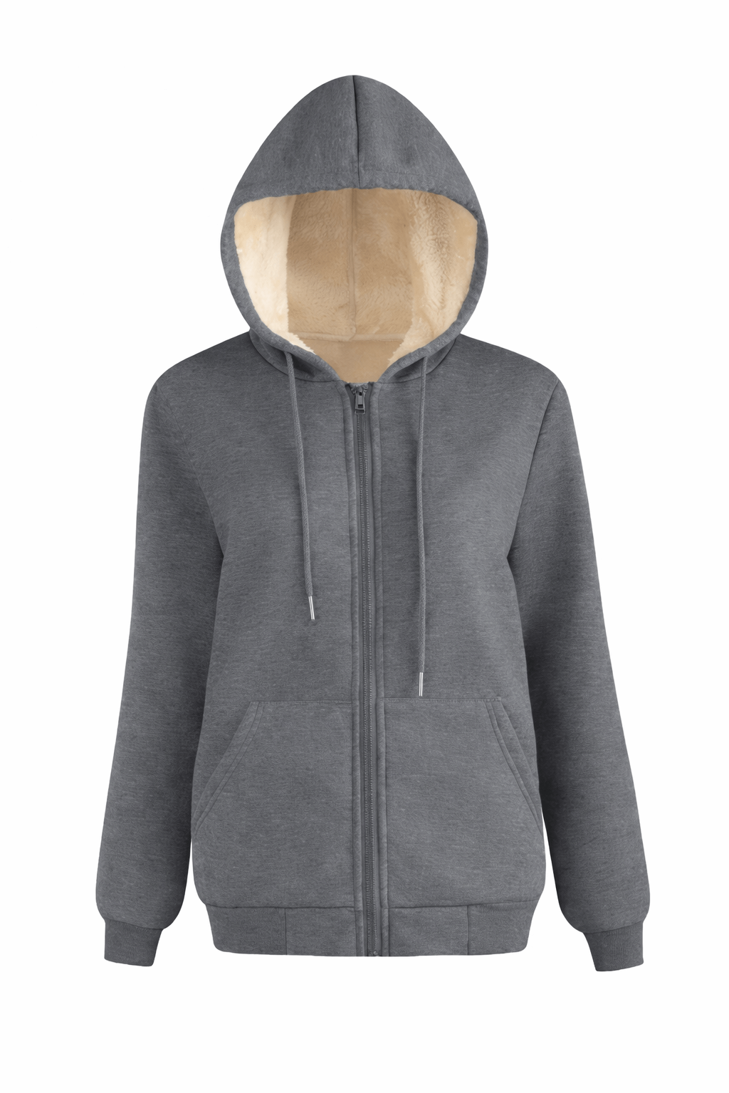 Warm Berber Fleece Pocket Hooded Sweatshirt – Winter Casual Long Sleeve Hoodie