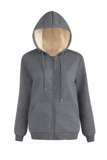 Warm Berber Fleece Pocket Hooded Sweatshirt – Winter Casual Long Sleeve Hoodie
