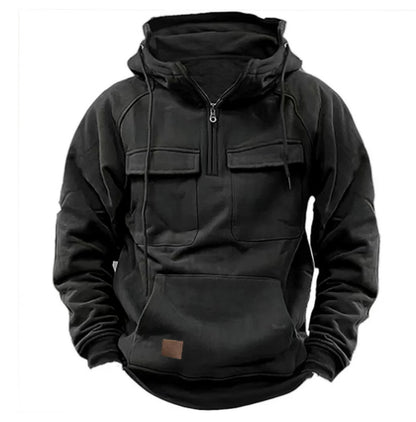Men’s Thick Zip-Up Hoodie Sweatshirt – Casual Drawstring Hooded Pullover with Pocket