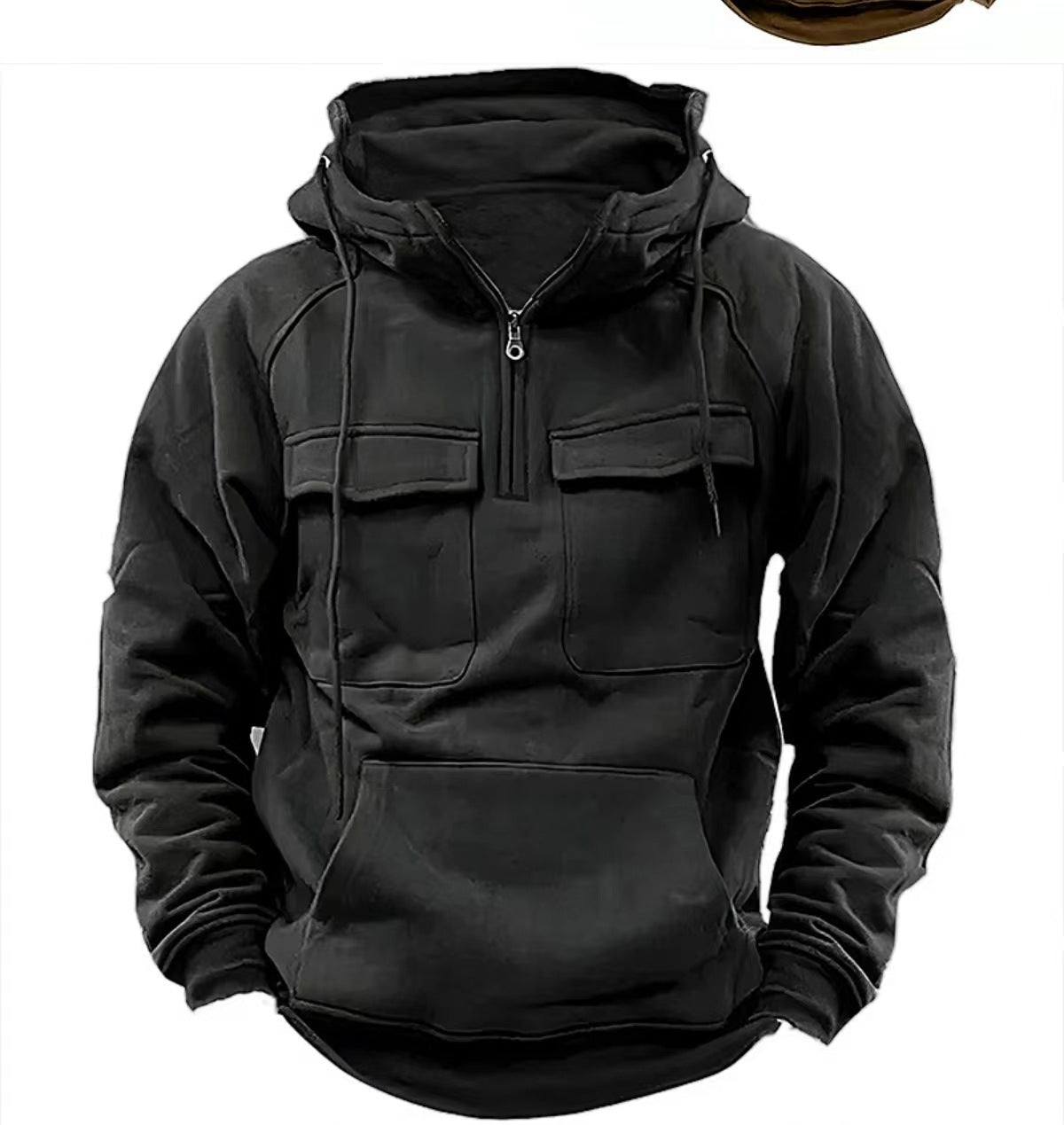 Men’s Thick Zip-Up Hoodie Sweatshirt – Casual Drawstring Hooded Pullover with Pocket