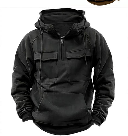 Men’s Thick Zip-Up Hoodie Sweatshirt – Casual Drawstring Hooded Pullover with Pocket