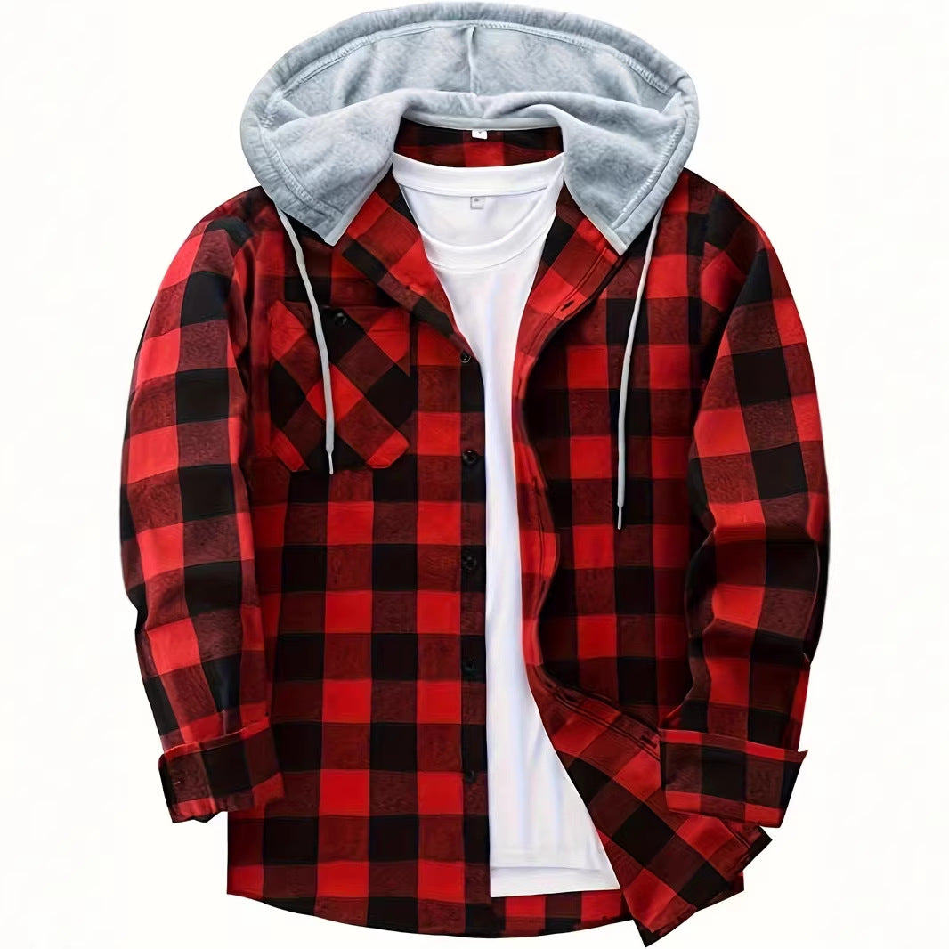 Men’s Plaid Hooded Shirt Jacket