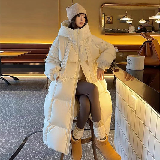Women’s Long Korean-Style Winter Puffer Coat