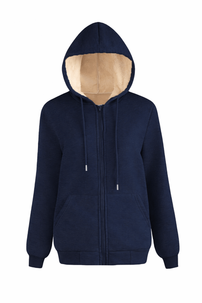 Warm Berber Fleece Pocket Hooded Sweatshirt – Winter Casual Long Sleeve Hoodie