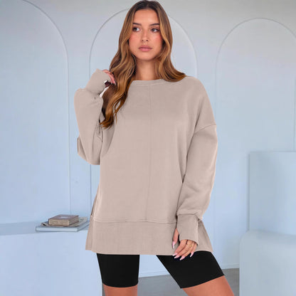 Women’s Casual Loose Fit Round Neck Pullover – Long Sleeve Everyday Sweater