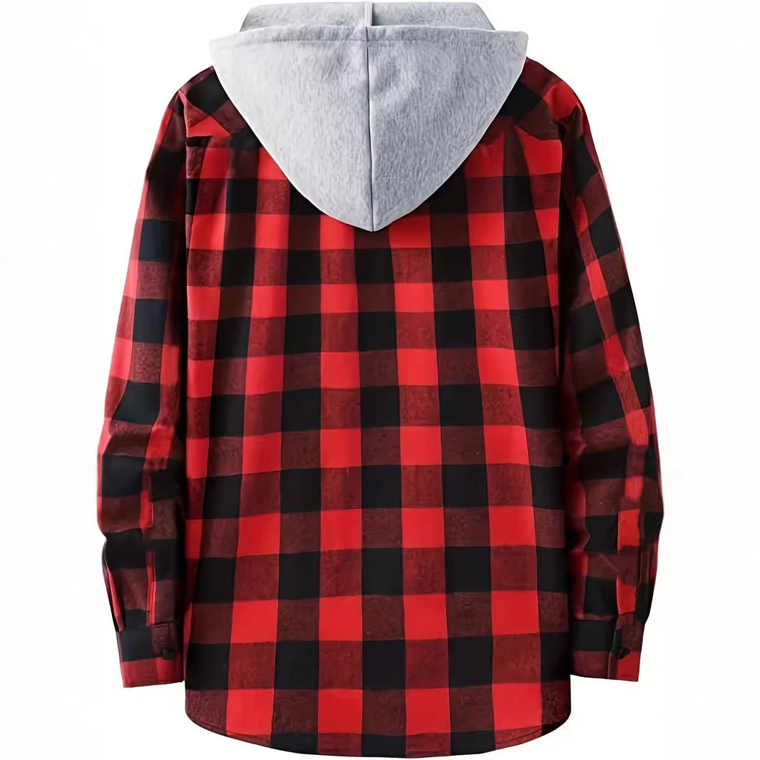 Men’s Plaid Hooded Shirt Jacket