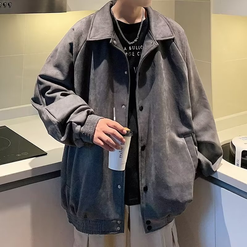 Men’s Loose Fit Embroidered Button Jacket