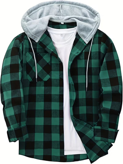 Men’s Plaid Hooded Shirt Jacket