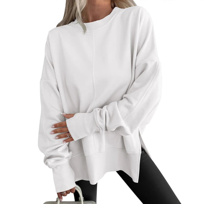 Women’s Casual Loose Fit Round Neck Pullover – Long Sleeve Everyday Sweater