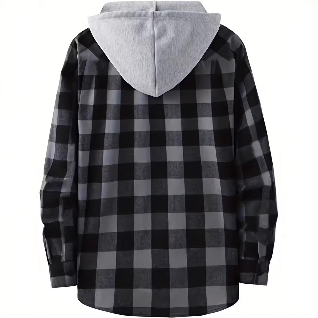 Men’s Plaid Hooded Shirt Jacket