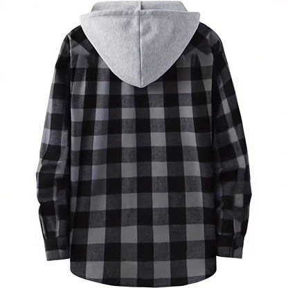 Men’s Plaid Hooded Shirt Jacket