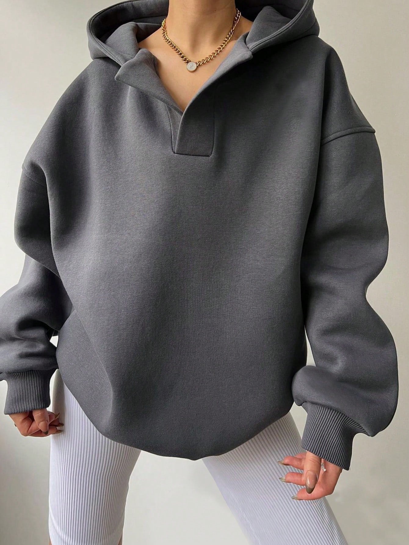 Women’s Oversized Solid Color Hoodie – Casual Loose Pullover