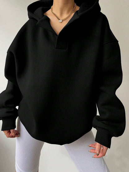 Women’s Oversized Solid Color Hoodie – Casual Loose Pullover