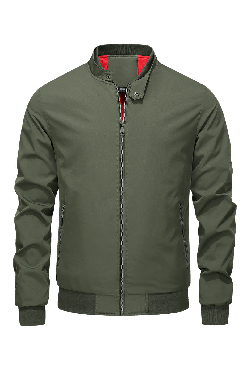 Men’s Stand Collar Slim Fit Jacket for Spring & Autumn Casual Wear