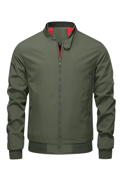 Men’s Stand Collar Slim Fit Jacket for Spring & Autumn Casual Wear