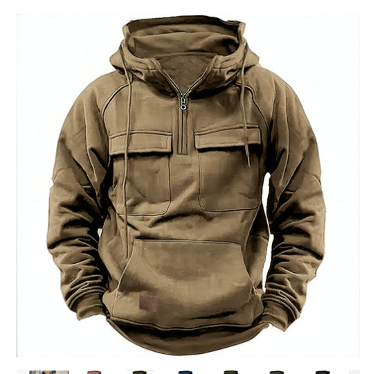 Men’s Thick Zip-Up Hoodie Sweatshirt – Casual Drawstring Hooded Pullover with Pocket
