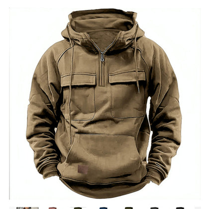 Men’s Thick Zip-Up Hoodie Sweatshirt – Casual Drawstring Hooded Pullover with Pocket