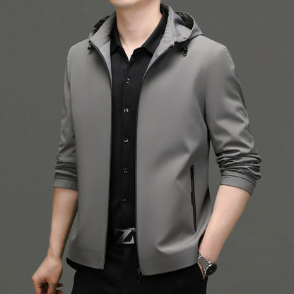 Men’s Lightweight Hooded Zip-Up Jacket – Casual Korean-Style Outerwear