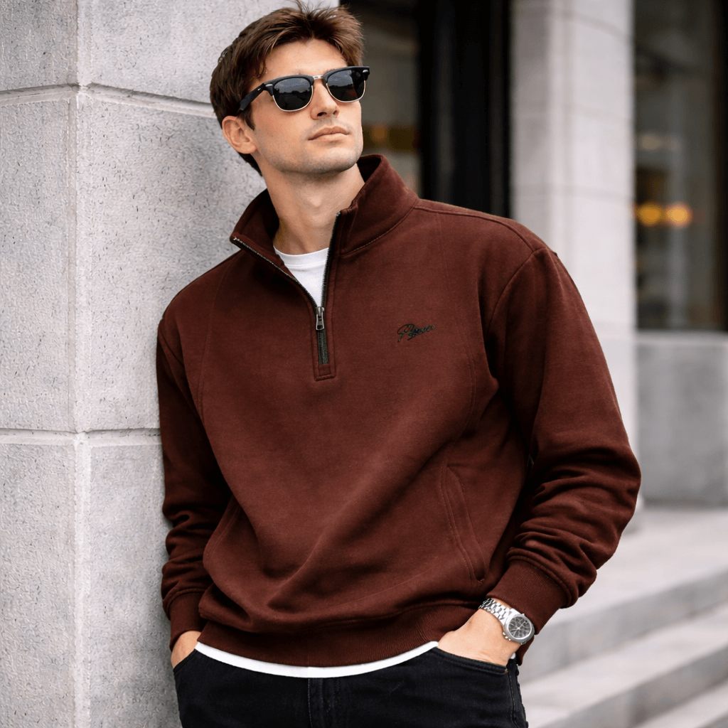Men’s Loose Fit Half-Zip Polo Sweatshirt