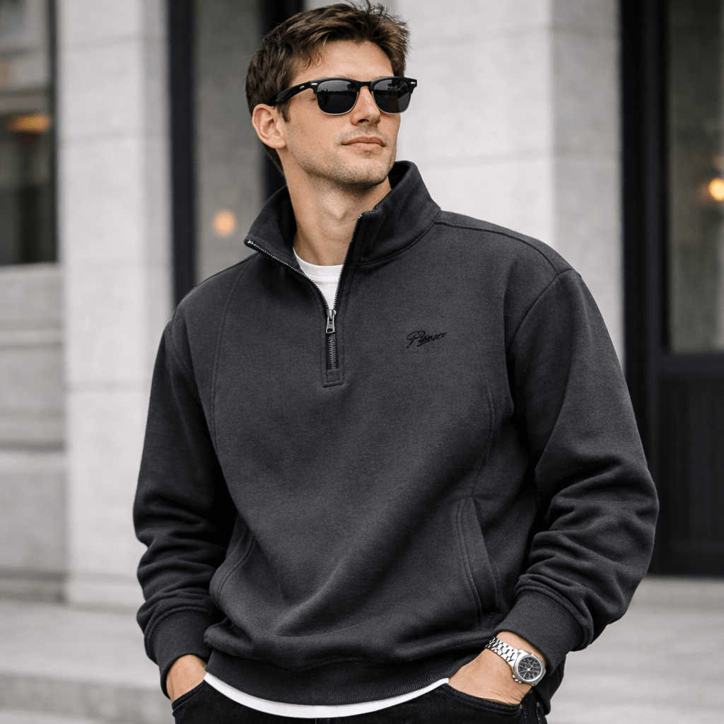 Men’s Loose Fit Half-Zip Polo Sweatshirt