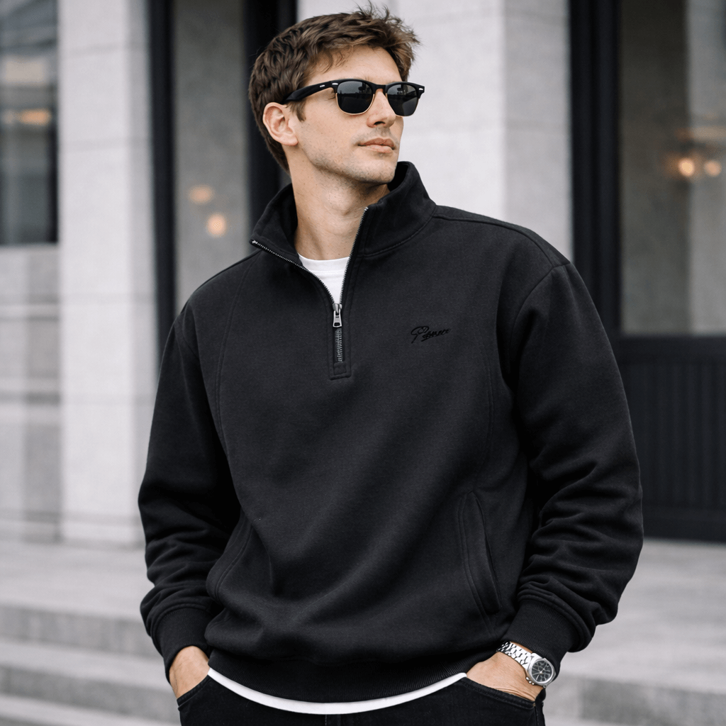 Men’s Loose Fit Half-Zip Polo Sweatshirt