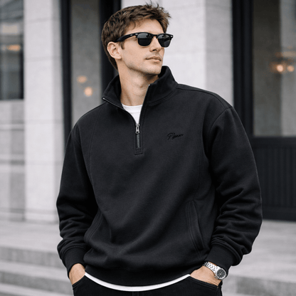 Men’s Loose Fit Half-Zip Polo Sweatshirt