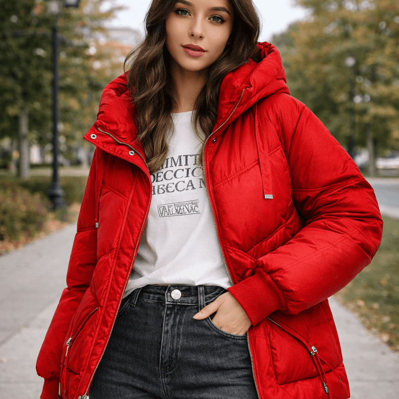 Women’s Winter Down Jacket – Korean Style Hooded Loose Puffer Coat