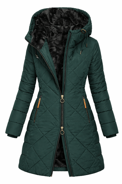 Women’s Winter Cotton-Padded Jacket – European Style Long Hooded Coat