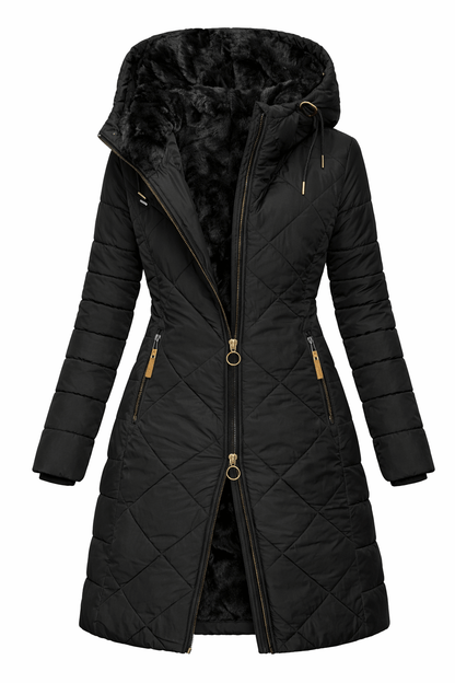 Women’s Winter Cotton-Padded Jacket – European Style Long Hooded Coat