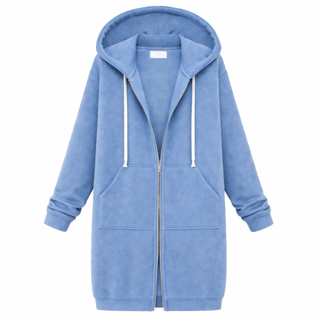 Women’s Long Zip-Up Hoodie Jacket – Casual Hooded Sweatshirt Coat