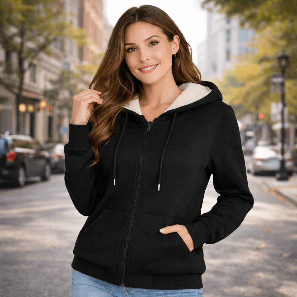 Warm Berber Fleece Pocket Hooded Sweatshirt – Winter Casual Long Sleeve Hoodie