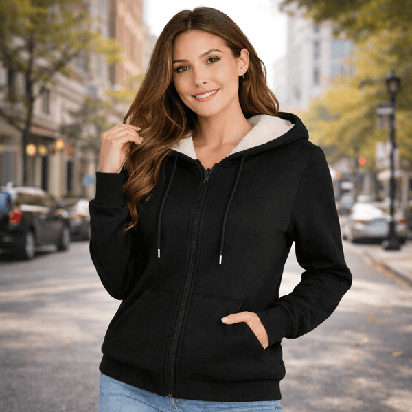 Warm Berber Fleece Pocket Hooded Sweatshirt – Winter Casual Long Sleeve Hoodie