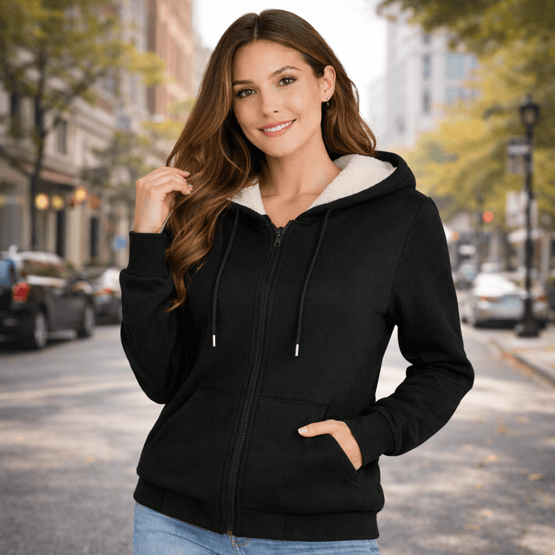 Warm Berber Fleece Pocket Hooded Sweatshirt – Winter Casual Long Sleeve Hoodie
