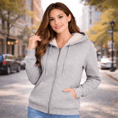 Warm Berber Fleece Pocket Hooded Sweatshirt – Winter Casual Long Sleeve Hoodie
