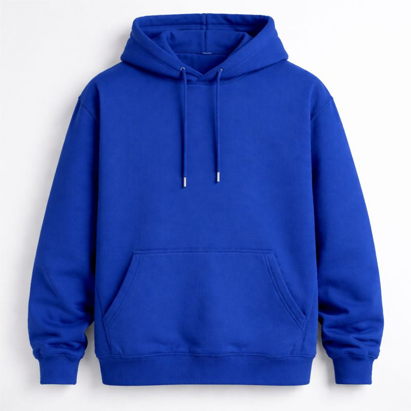 Men’s Solid Color Hooded Jumper – Loose Fit Mid-Length Pullover Hoodie with Long Sleeves