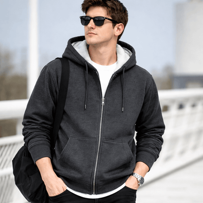 Men’s Fleece-Lined Zip-Up Hoodie Jacket