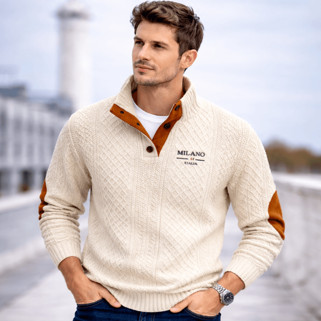 Men’s Jacquard Knit Color-Block Hoodie