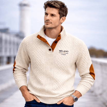 Men’s Jacquard Knit Color-Block Hoodie