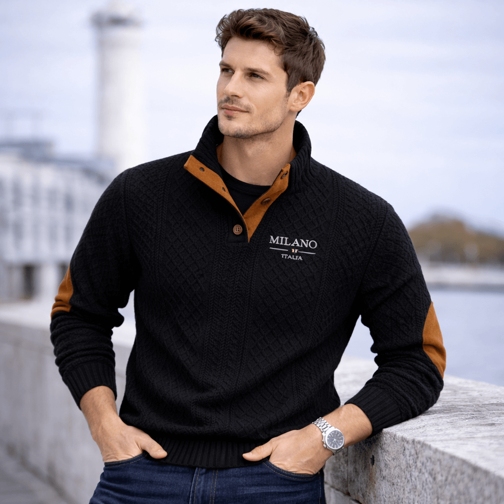 Men’s Jacquard Knit Color-Block Hoodie