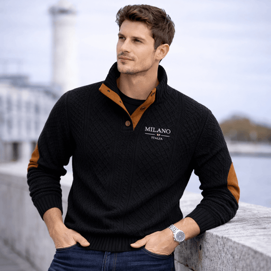 Men’s Jacquard Knit Color-Block Hoodie